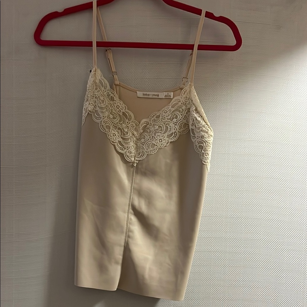 Lace-Trimmed Beige Cami